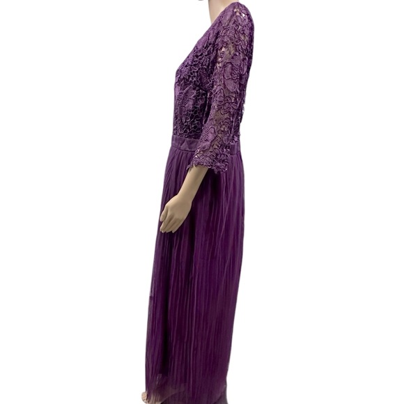 Ibtom Castle Purple Lace Tulle Half Sleeve Formal Mother of Bride Maxi Dress 2X - Picture 4 of 13